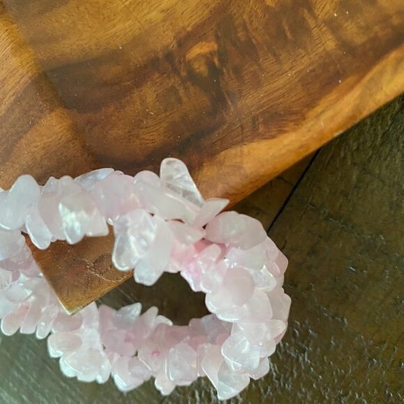 Rose Quartz Stretch Bracelet - Double Row - Pink - Picture 3 of 3